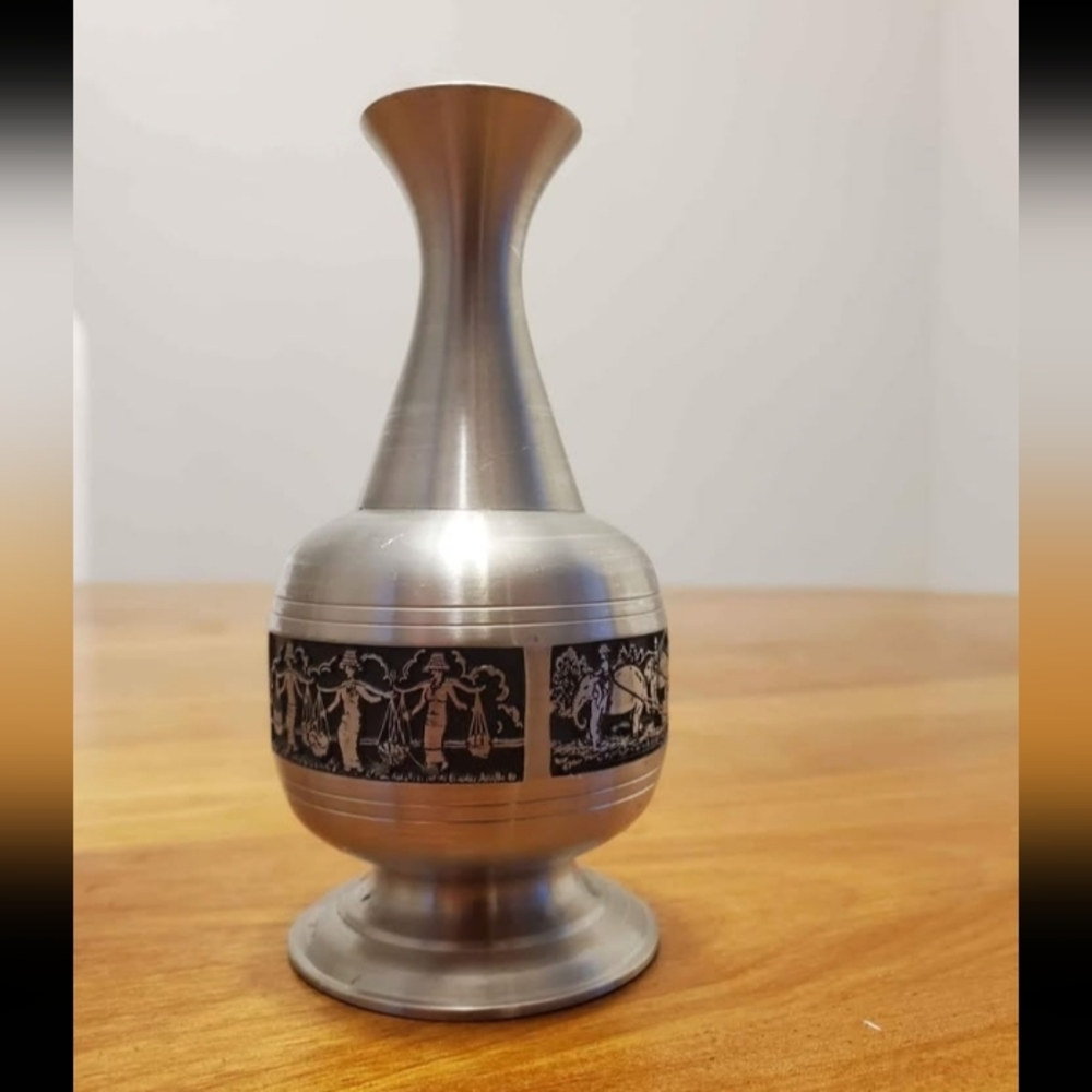 Vintage Thai Kings Pewter Bud Vase